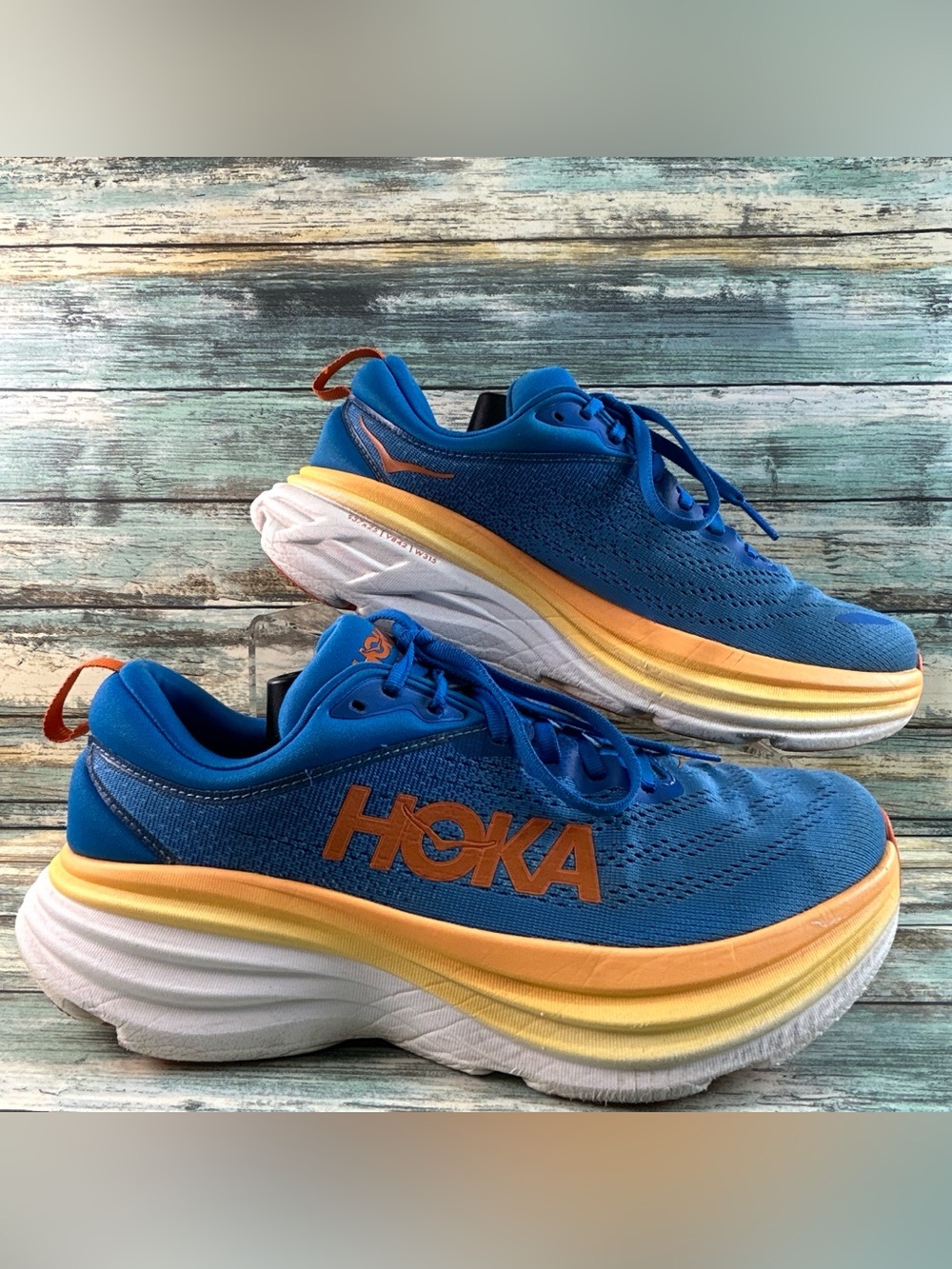 Hoka One One Bondi 8 Running Shoes Mens 9D Blue Mesh Athletic Jogging Sneakers